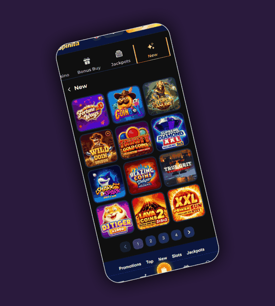 Spinita Casino games lobby showing slot categories and filters